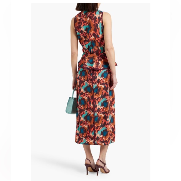 ULLA JOHNSON Danica Drapes Printed Crepe Midi Skirt - Picture 3 of 10